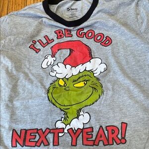 Dr. Seuss Gray Grinch Kids Tee with Red Accents